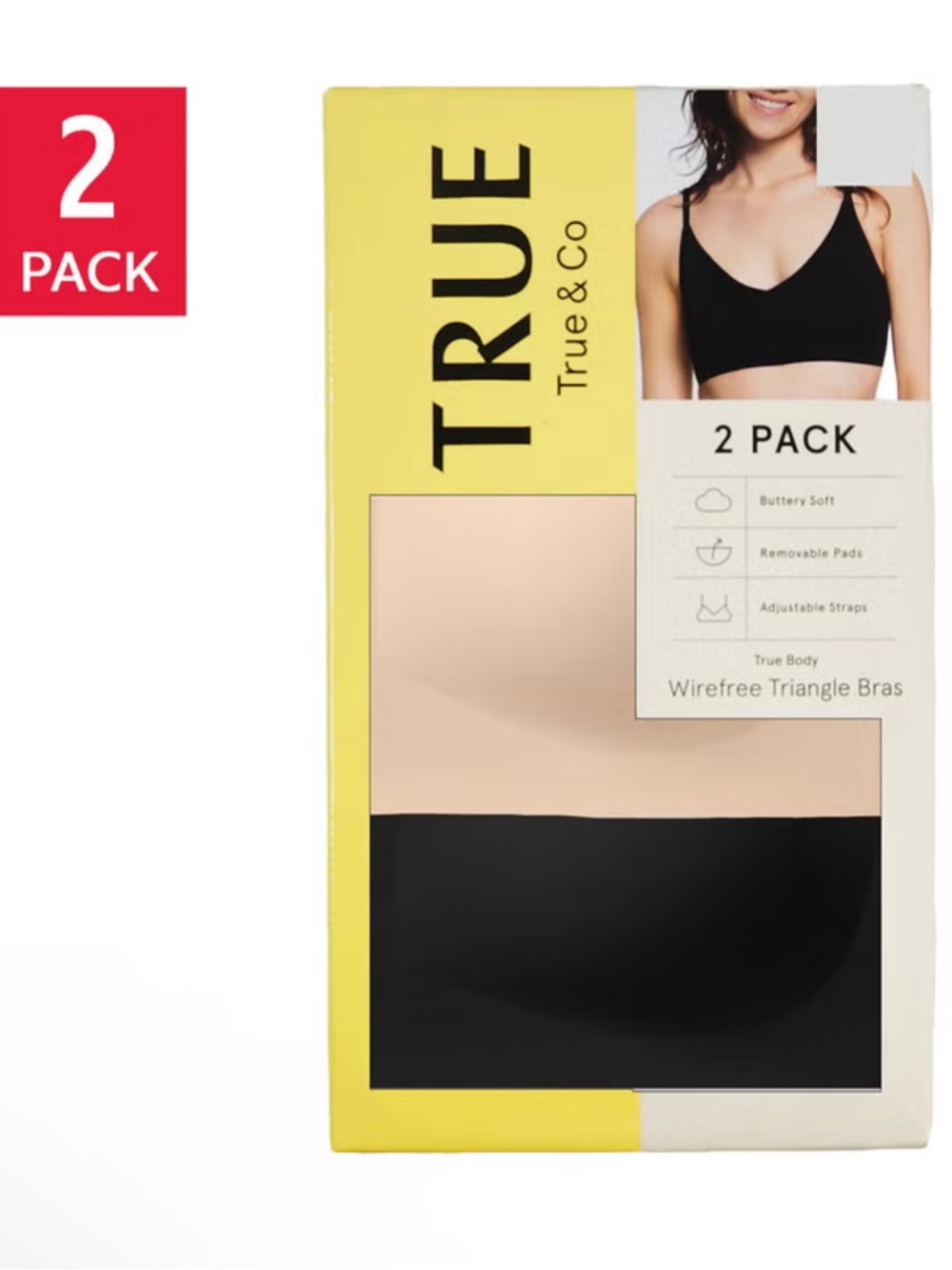 True & Co Women's Wirefree Bra, 2-pack